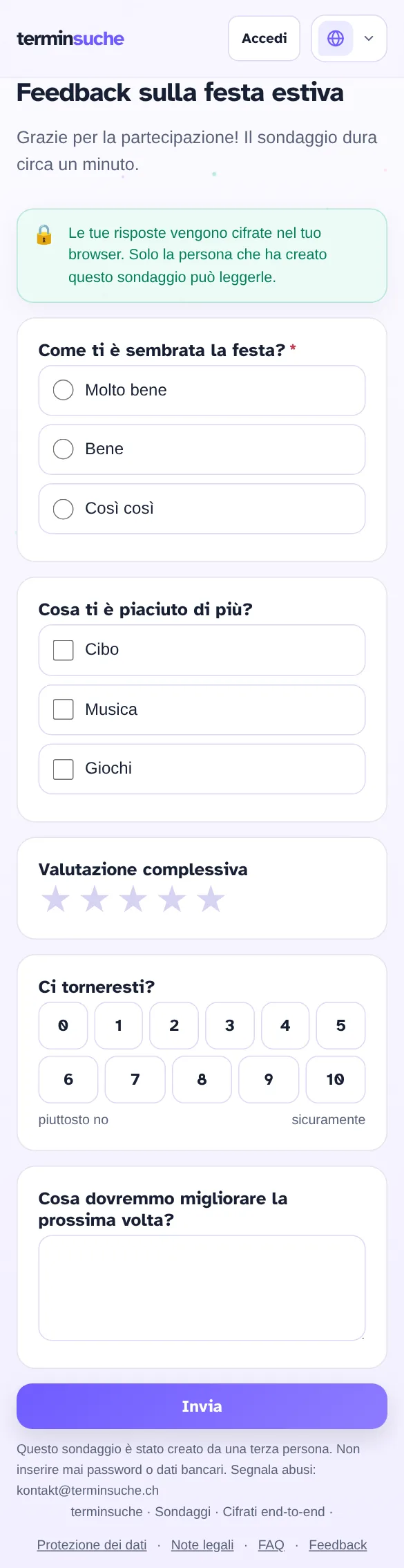Compilare un questionario sullo smartphone